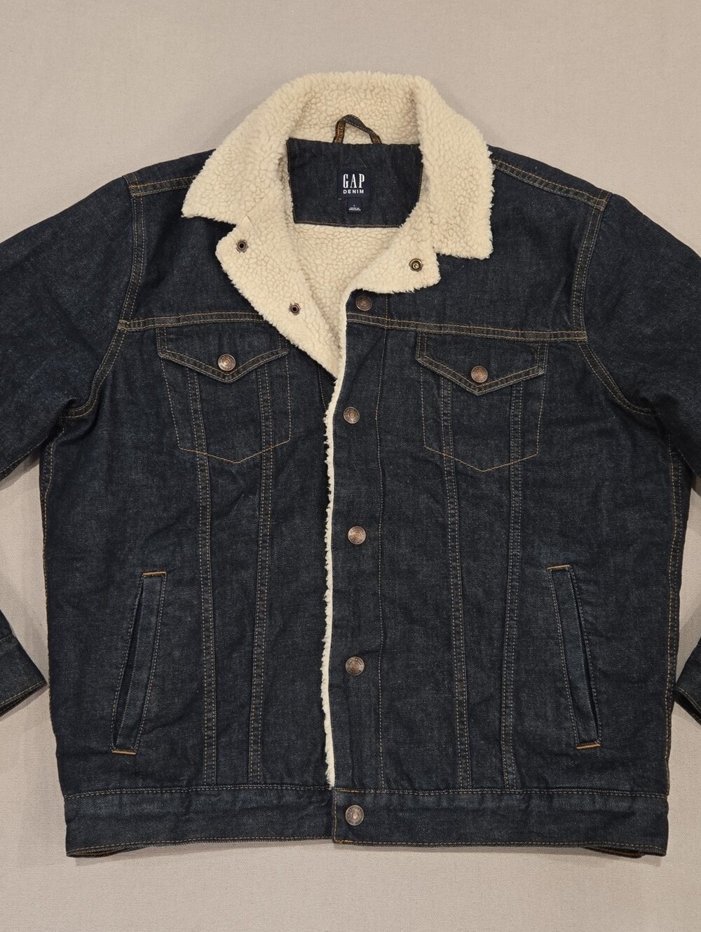 Levis Sherpa Lined Denim Trucker Jacket Men's Dark Wash Indigo Blue